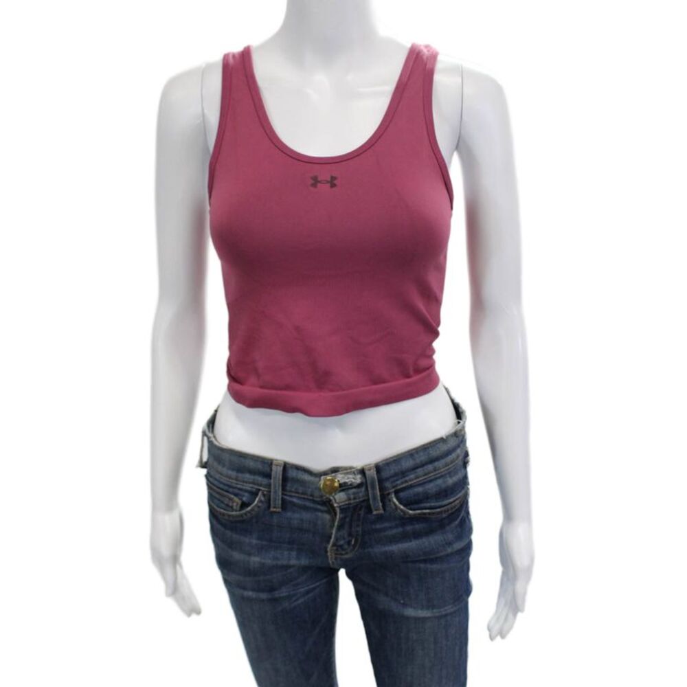 Champion Womens Textured Sleeveless Lined Logo Sports Bra Pink Size S